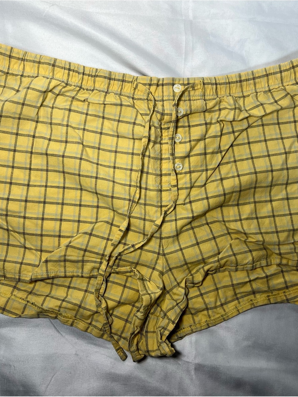 Vintage Y2K American Eagle Plaid Shorts Women’s Size S Yellow Low Rise Pull-On
